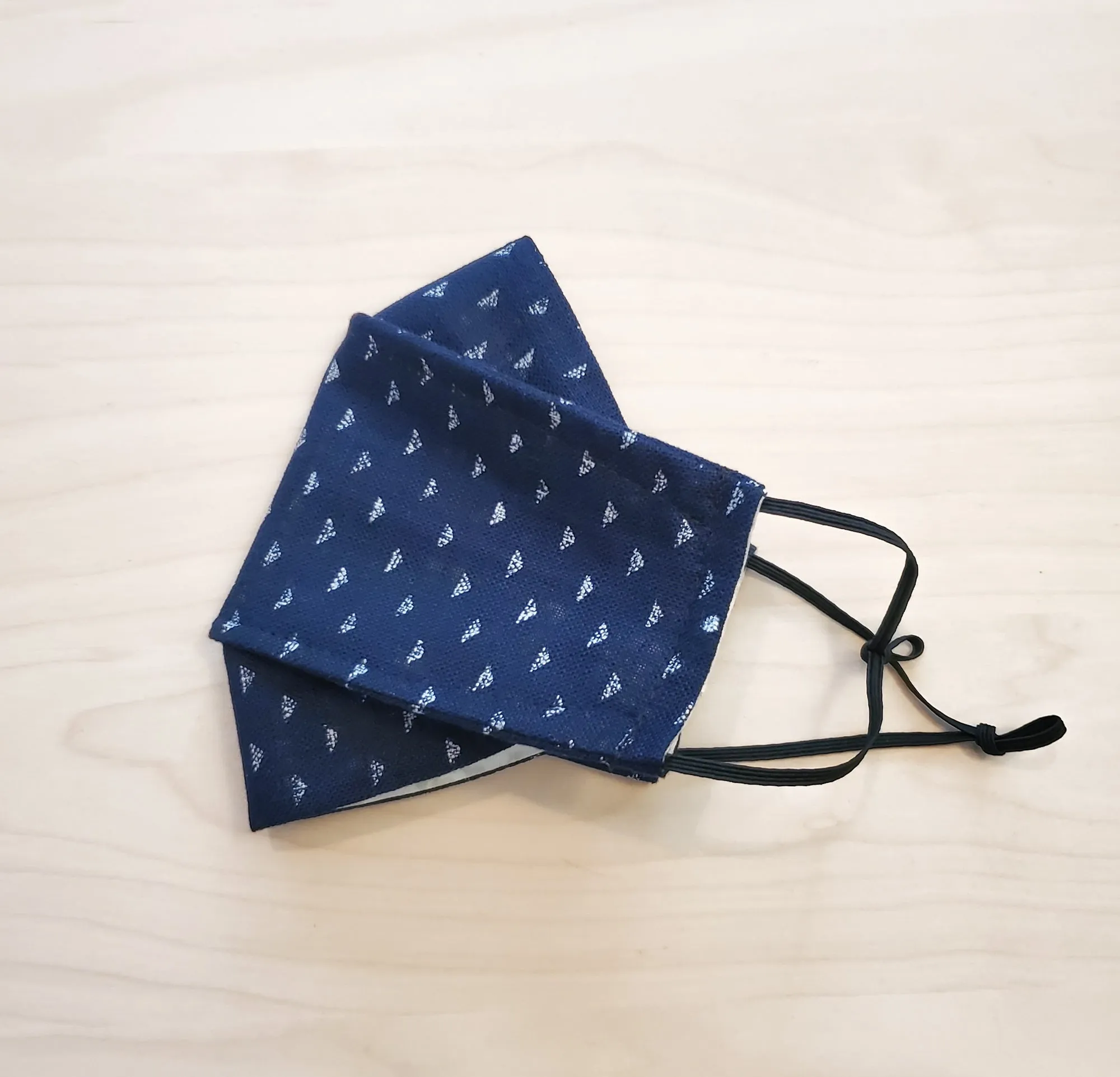 Origami Mask - Japanese Triangles in Indigo Blue