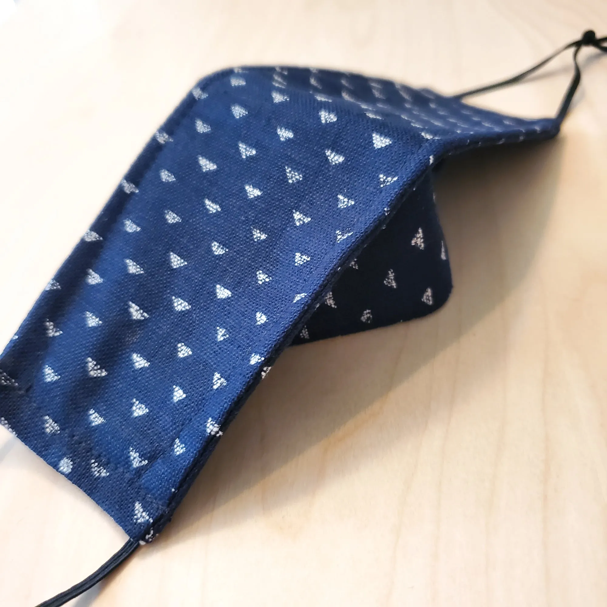 Origami Mask - Japanese Triangles in Indigo Blue