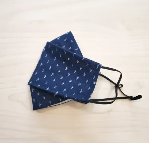 Origami Mask - Japanese Triangles in Indigo Blue