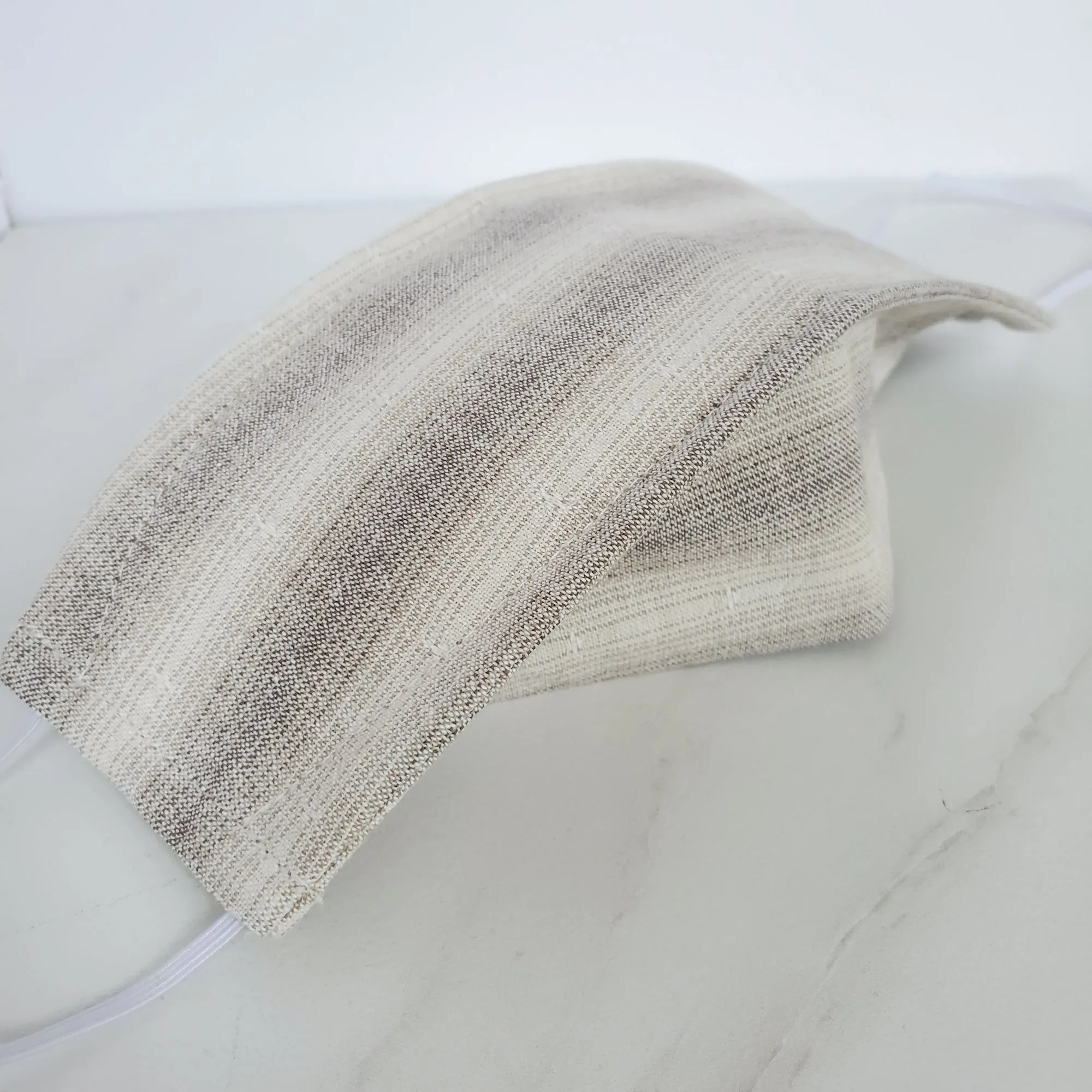 Origami Mask - Japanese Woven Graduated Stripes in Beige / Gray