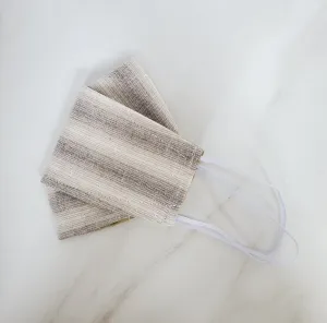 Origami Mask - Japanese Woven Graduated Stripes in Beige / Gray