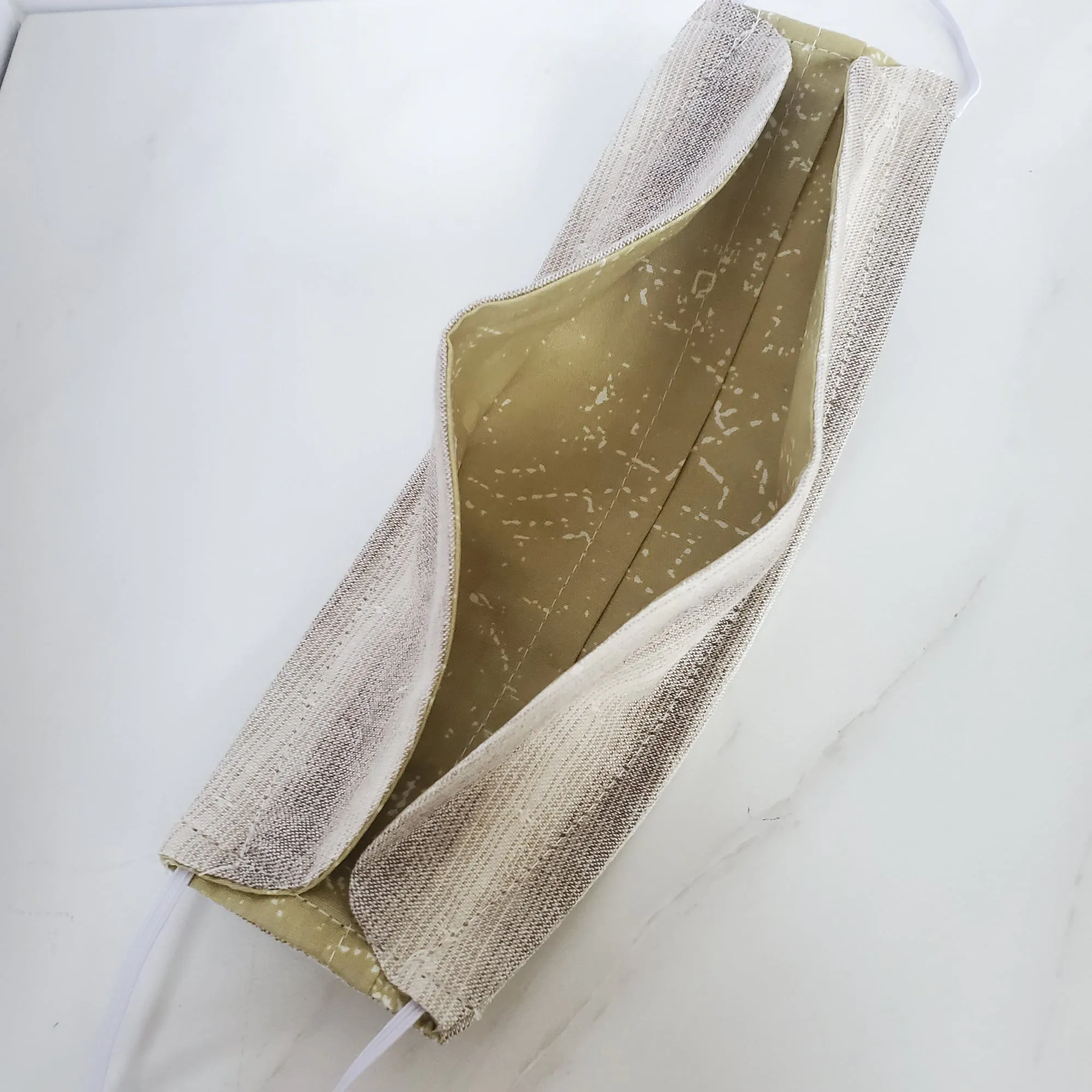 Origami Mask - Japanese Woven Graduated Stripes in Beige / Gray