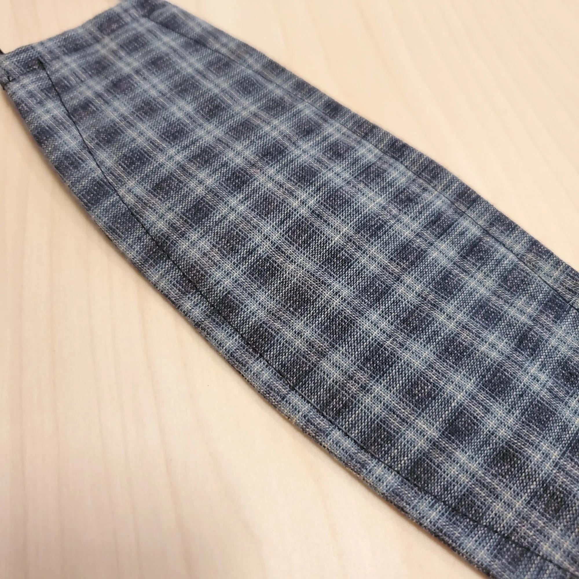 Origami Mask - Japanese Yarn Dyed Plaid in Gray/Blue