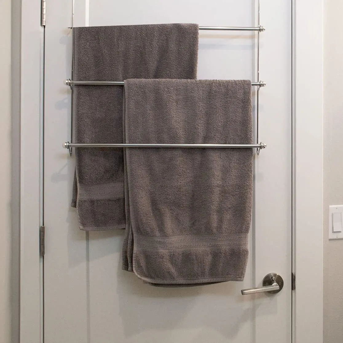 Over The Door Bathroom Towel Bar Rack Holder