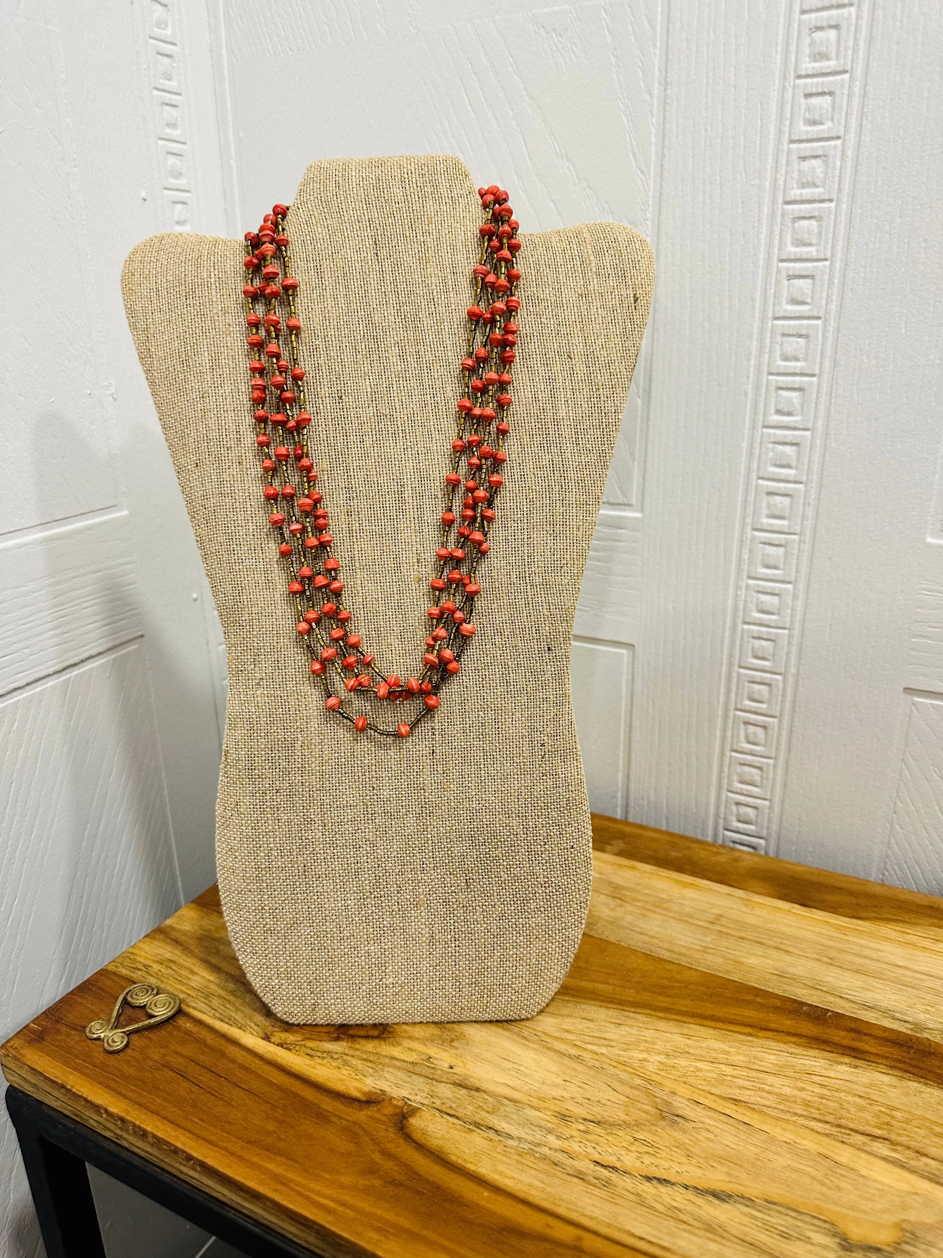 Paper Rope Necklace {papaya}