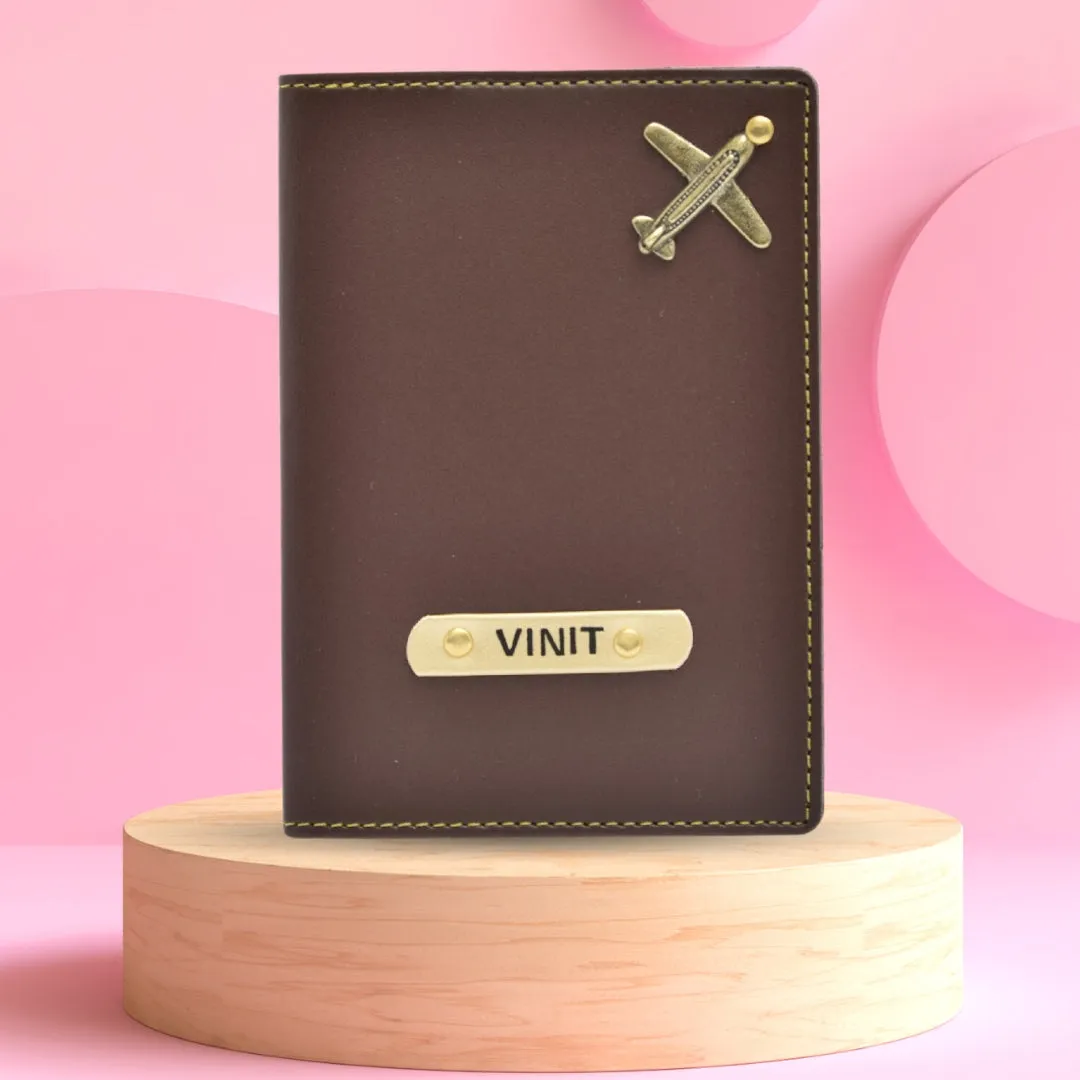 Personalized Passport Cover - Brown