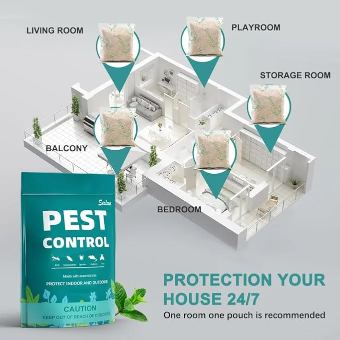 Pest Control Pouches, Rodent Repellent, Indoor Mice Repellent, Repel Mice,Mouse,Rats,Ant,Roach,Spider,Moths& Other Pest,Mouse Repellent Pouches,Safe for Kids & Pets,Pest Repellent-8 Pouches
