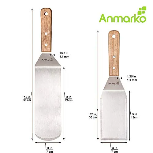 Professional Metal Spatula Set - Stainless Steel Spatula and Griddle Scraper - Heavy Spatula Griddle Accessories Great for Cast Iron Griddle BBQ Flat Top Grill - Commercial Grade