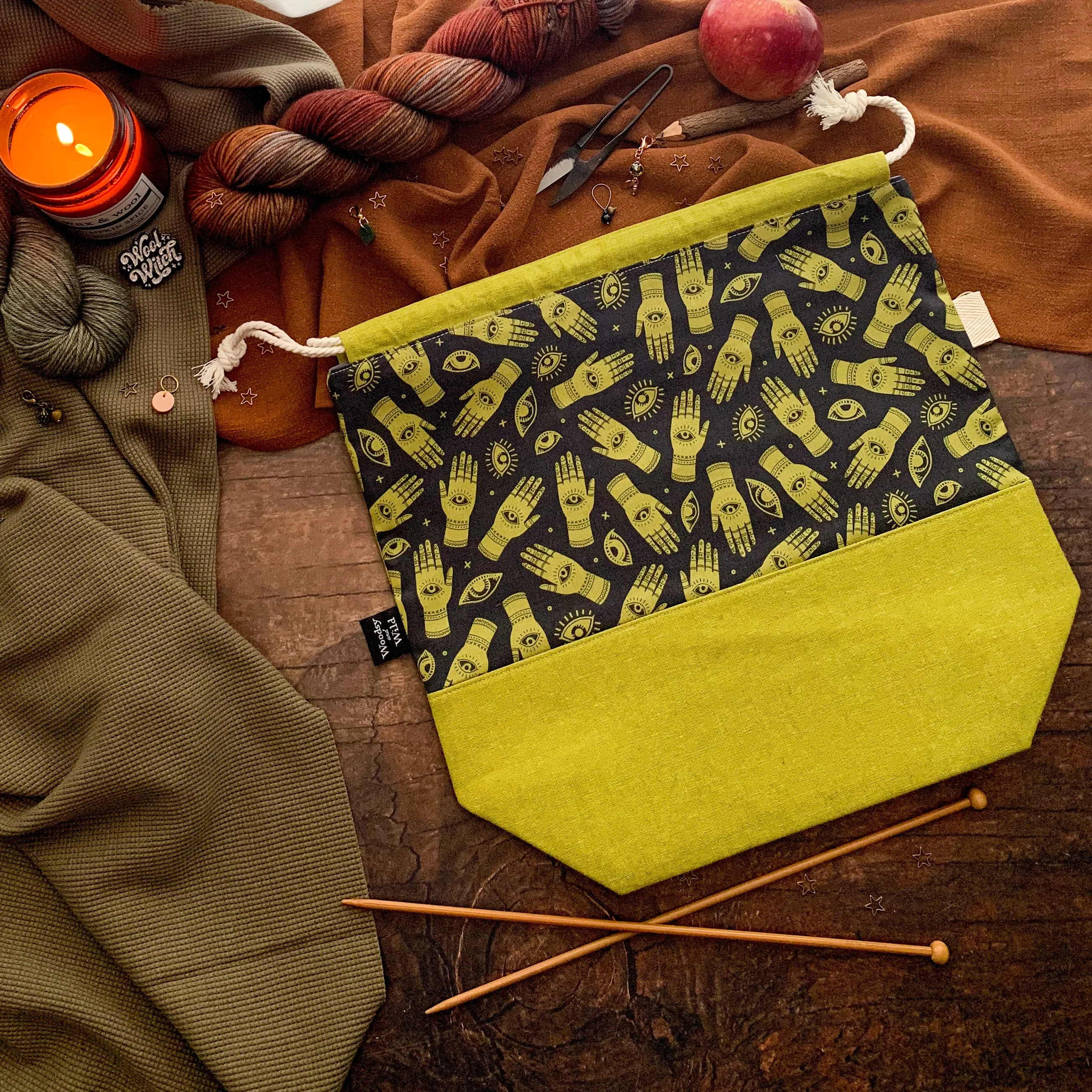 "Palmistry"- Knitting Project Bag- Ready to Ship