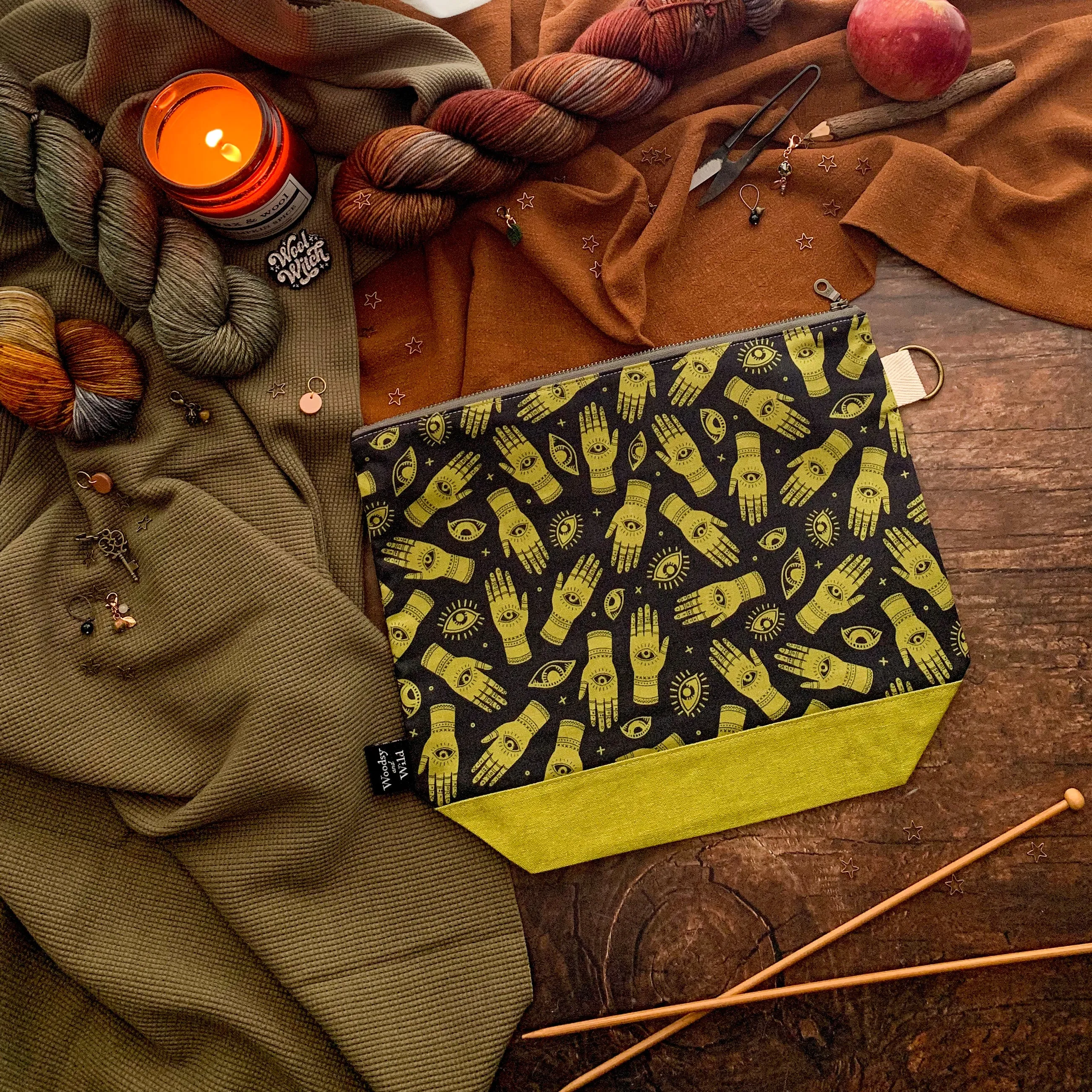 "Palmistry"- Knitting Project Bag- Ready to Ship