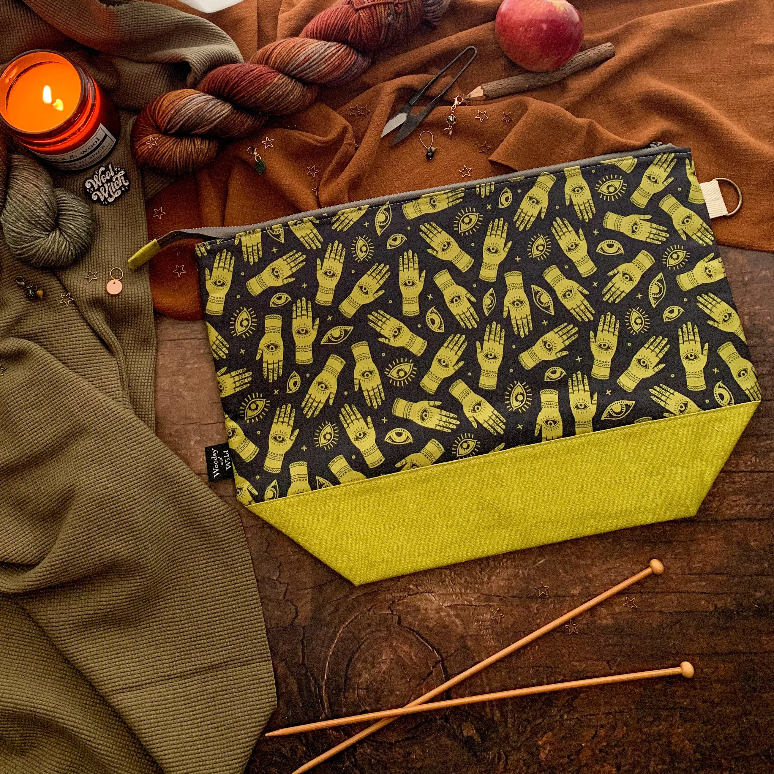 "Palmistry"- Knitting Project Bag- Ready to Ship