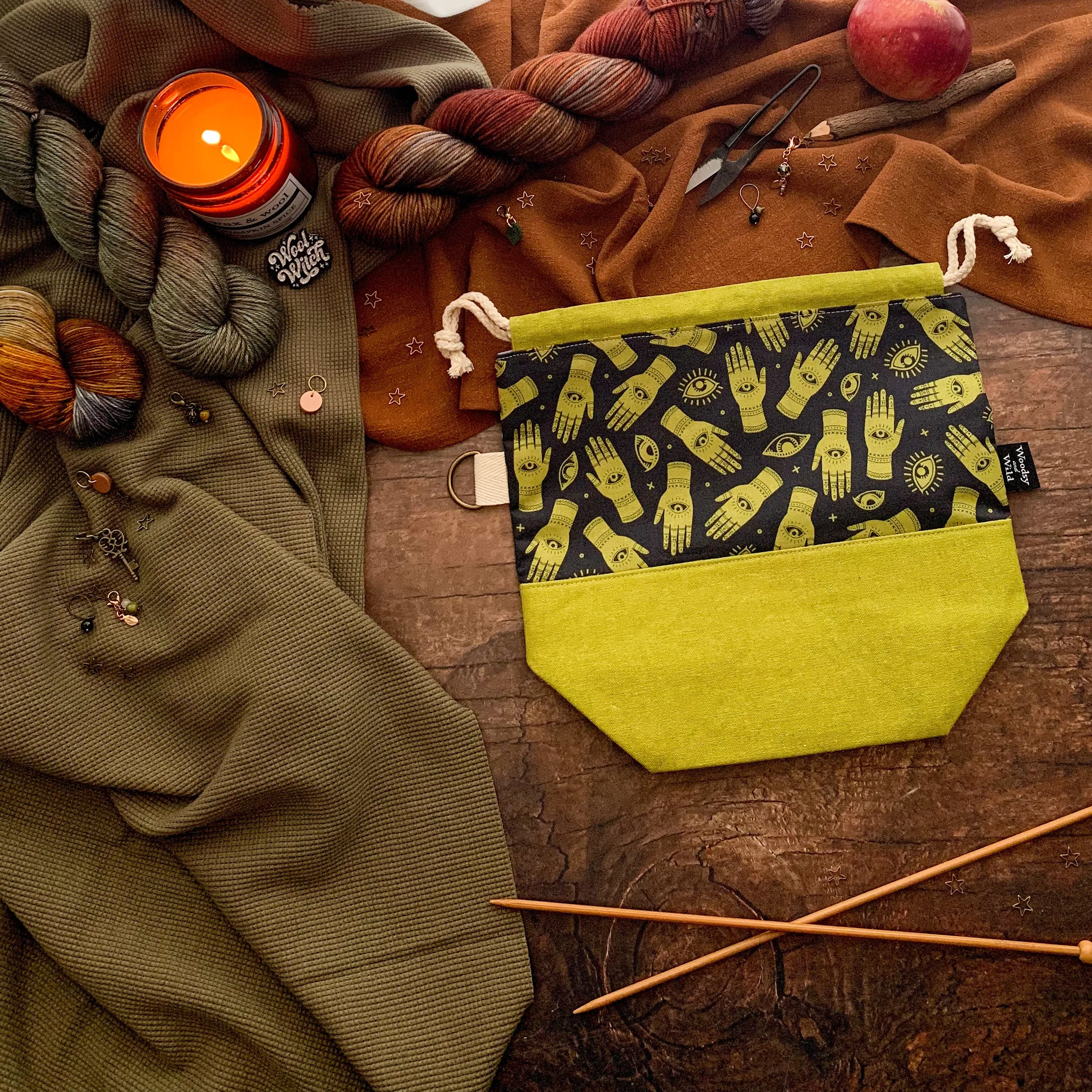 "Palmistry"- Knitting Project Bag- Ready to Ship