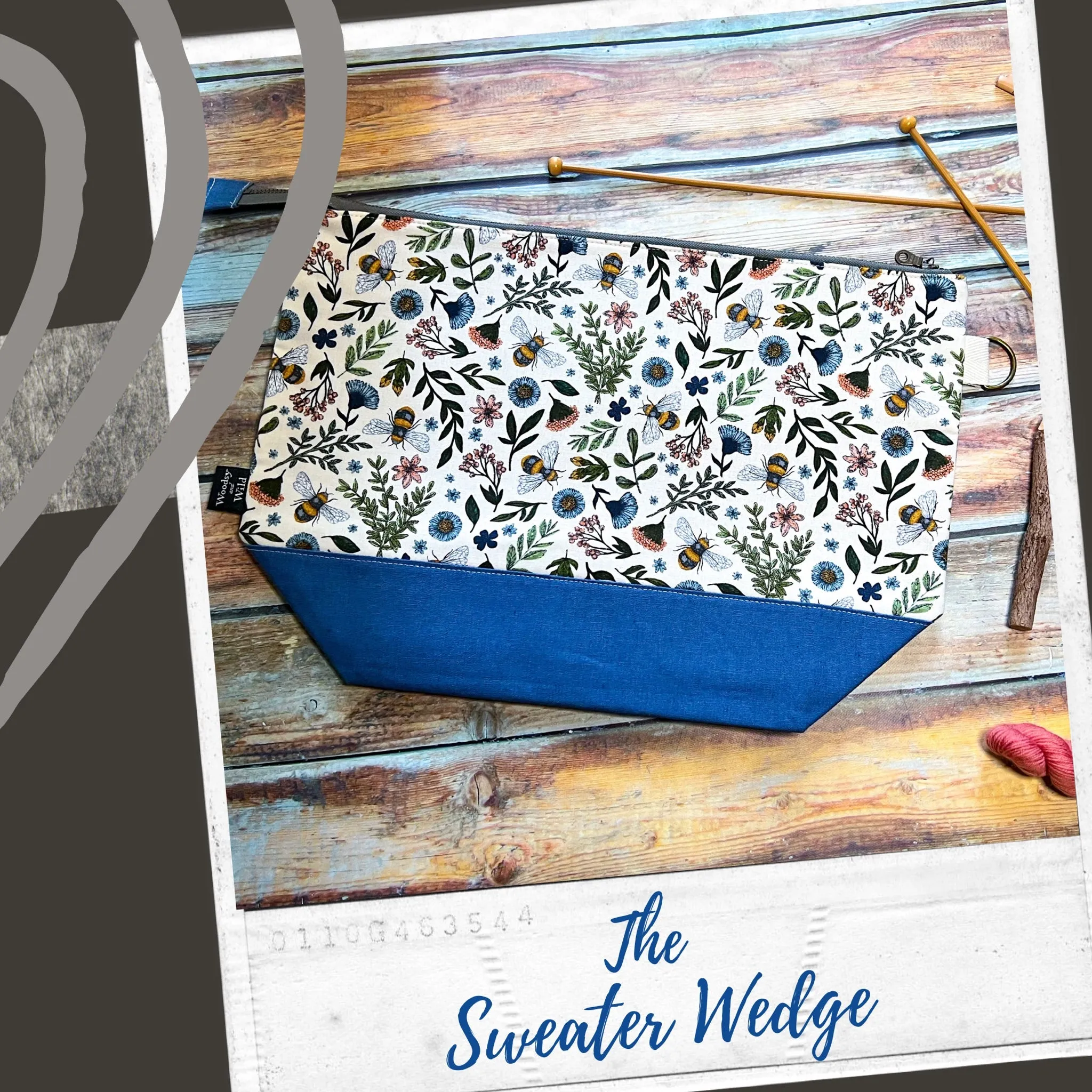 "Rosa Black"- Knitting Project Bag- Ready to Ship