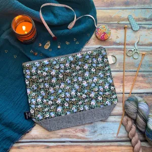 "Rosa Black"- Knitting Project Bag- Ready to Ship
