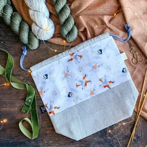 "Snow Angels"- Knitting Project Bag- Ready to Ship