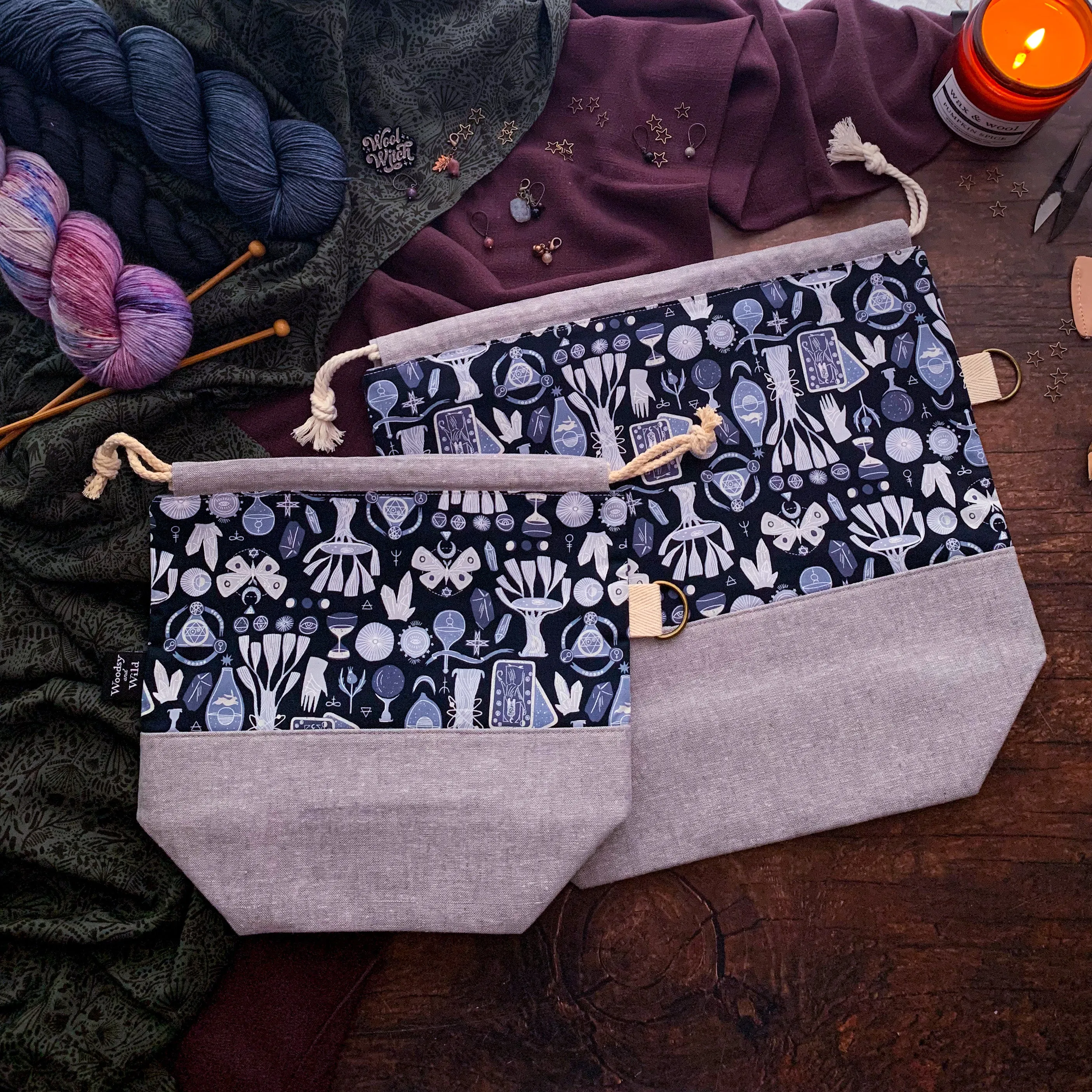 "Toil and Trouble"- Knitting Project Bag- Ready to Ship