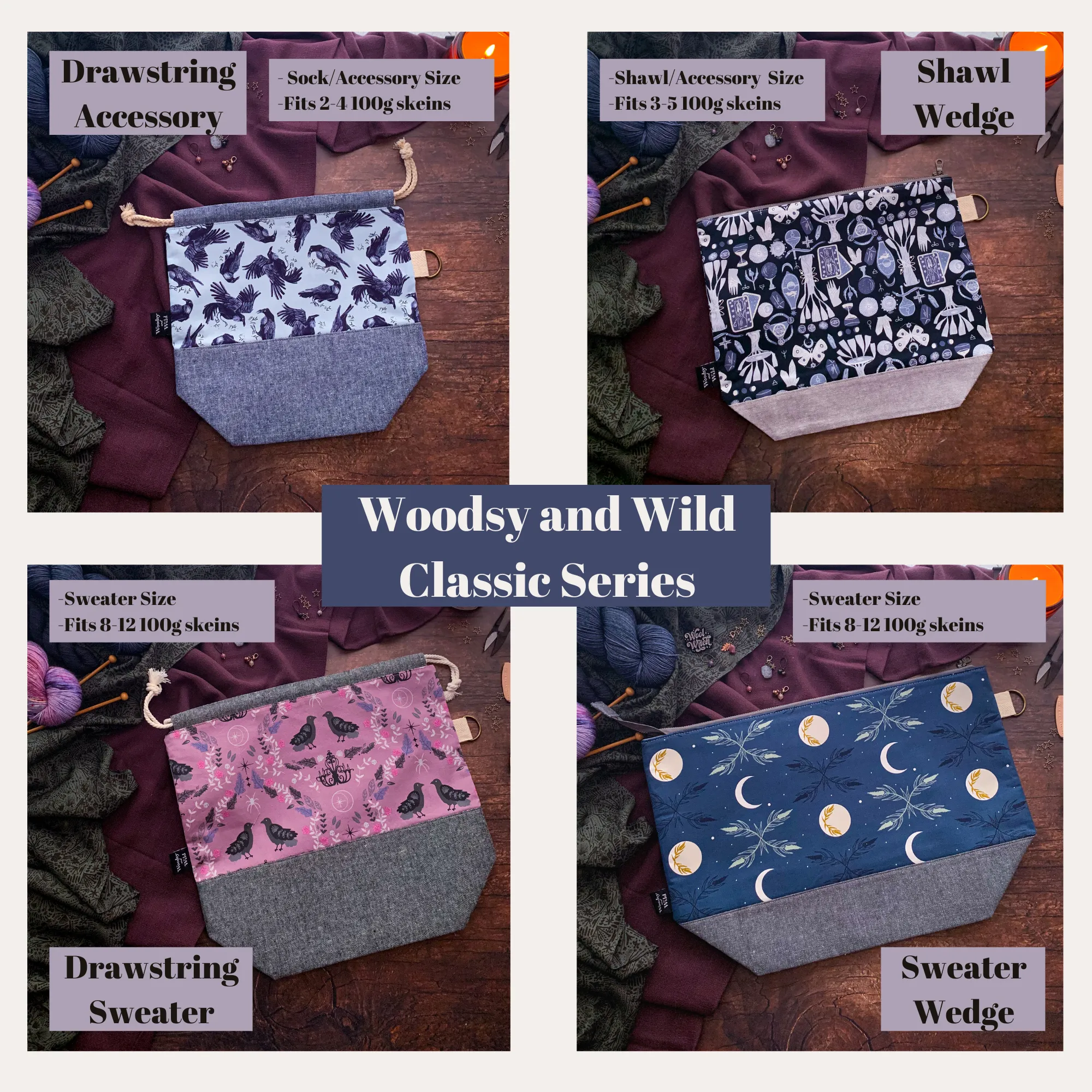 "Toil and Trouble"- Knitting Project Bag- Ready to Ship