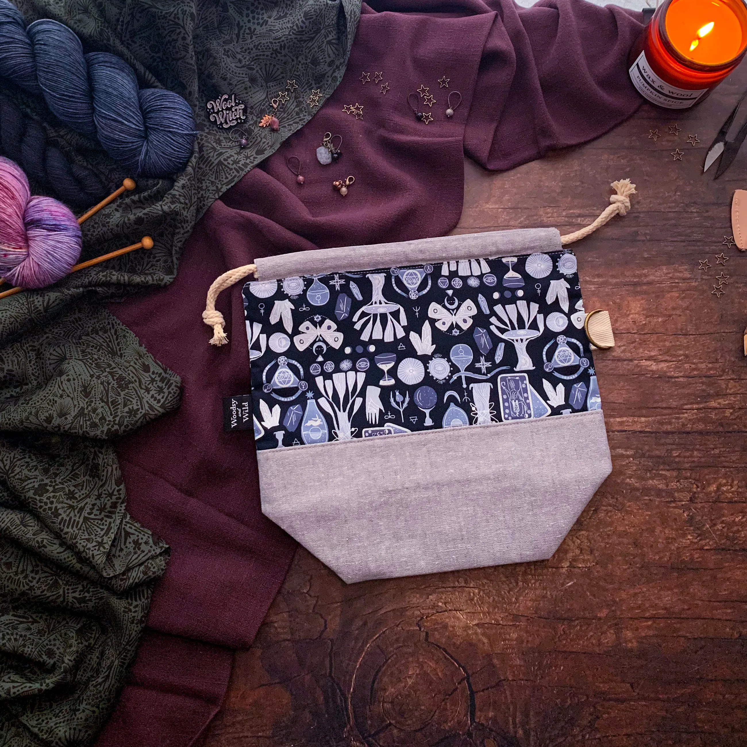 "Toil and Trouble"- Knitting Project Bag- Ready to Ship