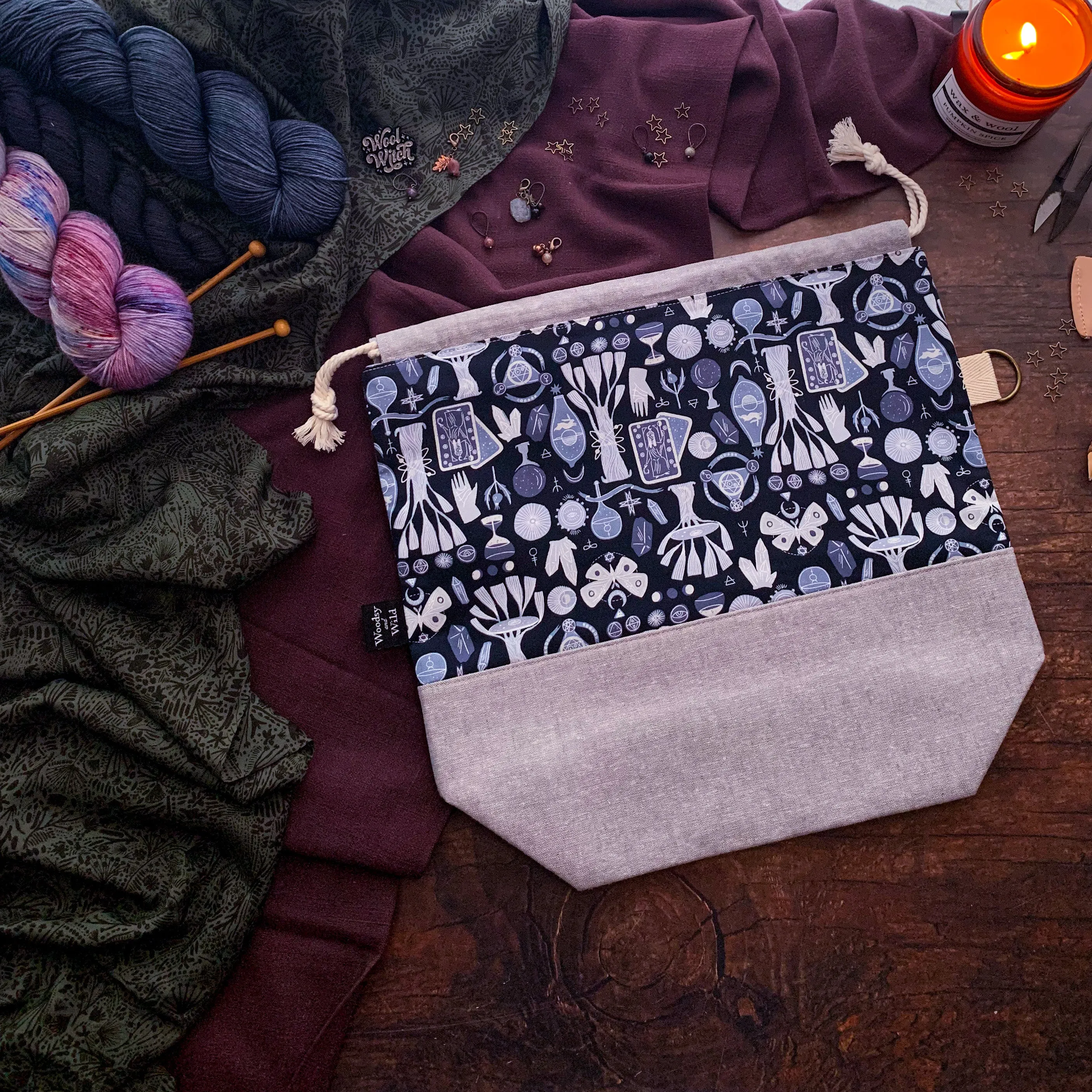 "Toil and Trouble"- Knitting Project Bag- Ready to Ship