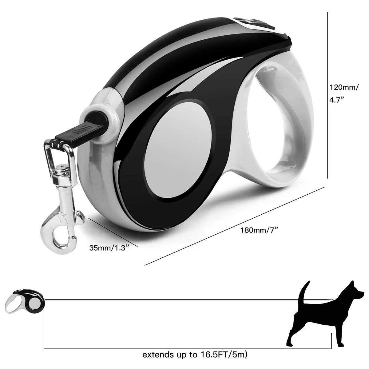 Retractable Dog Leash with Tangle-Free Heavy Duty One Button Break & Lock Tape