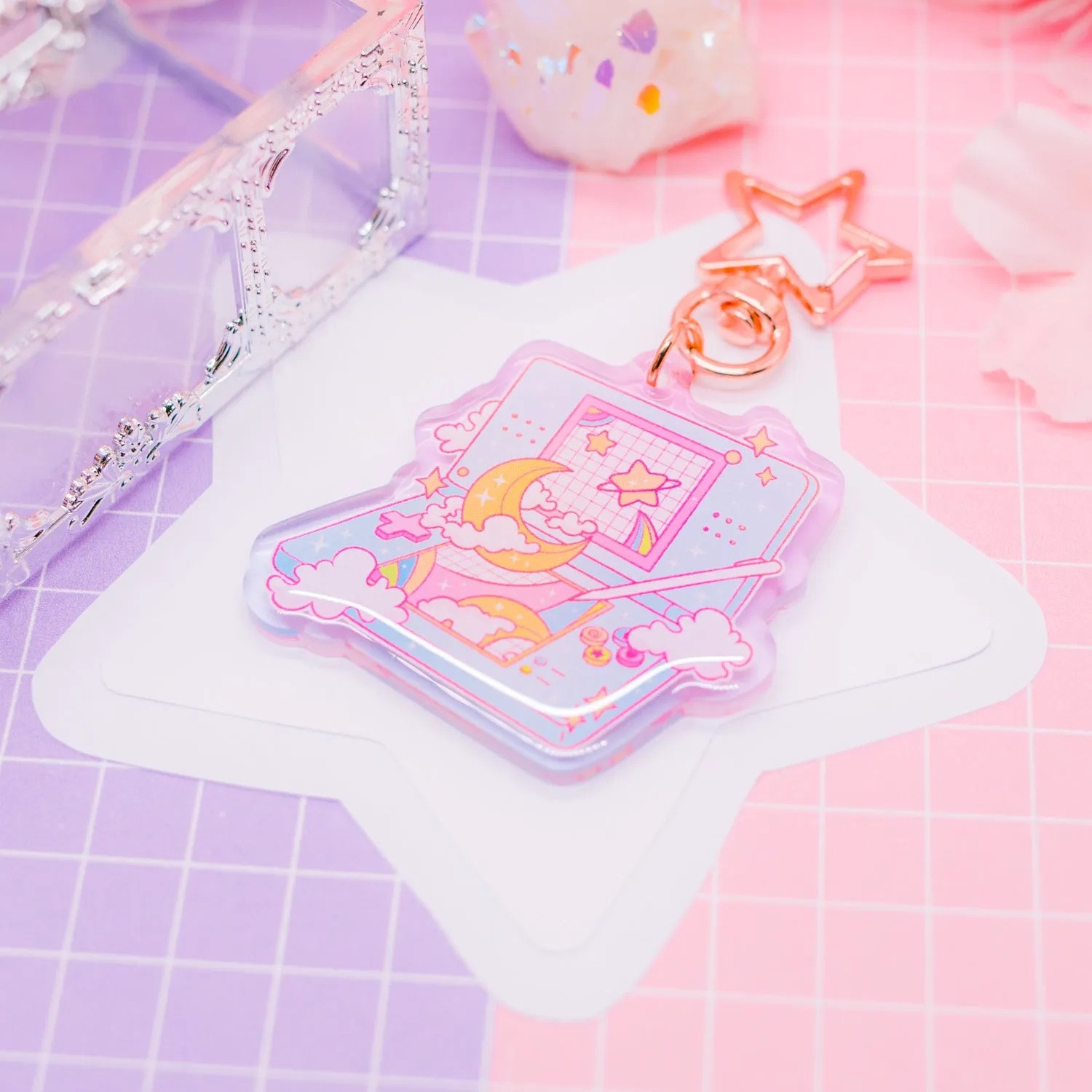 Retro Dreams - DS Moon Lite acrylic charm / keychain (gradient acrylic)
