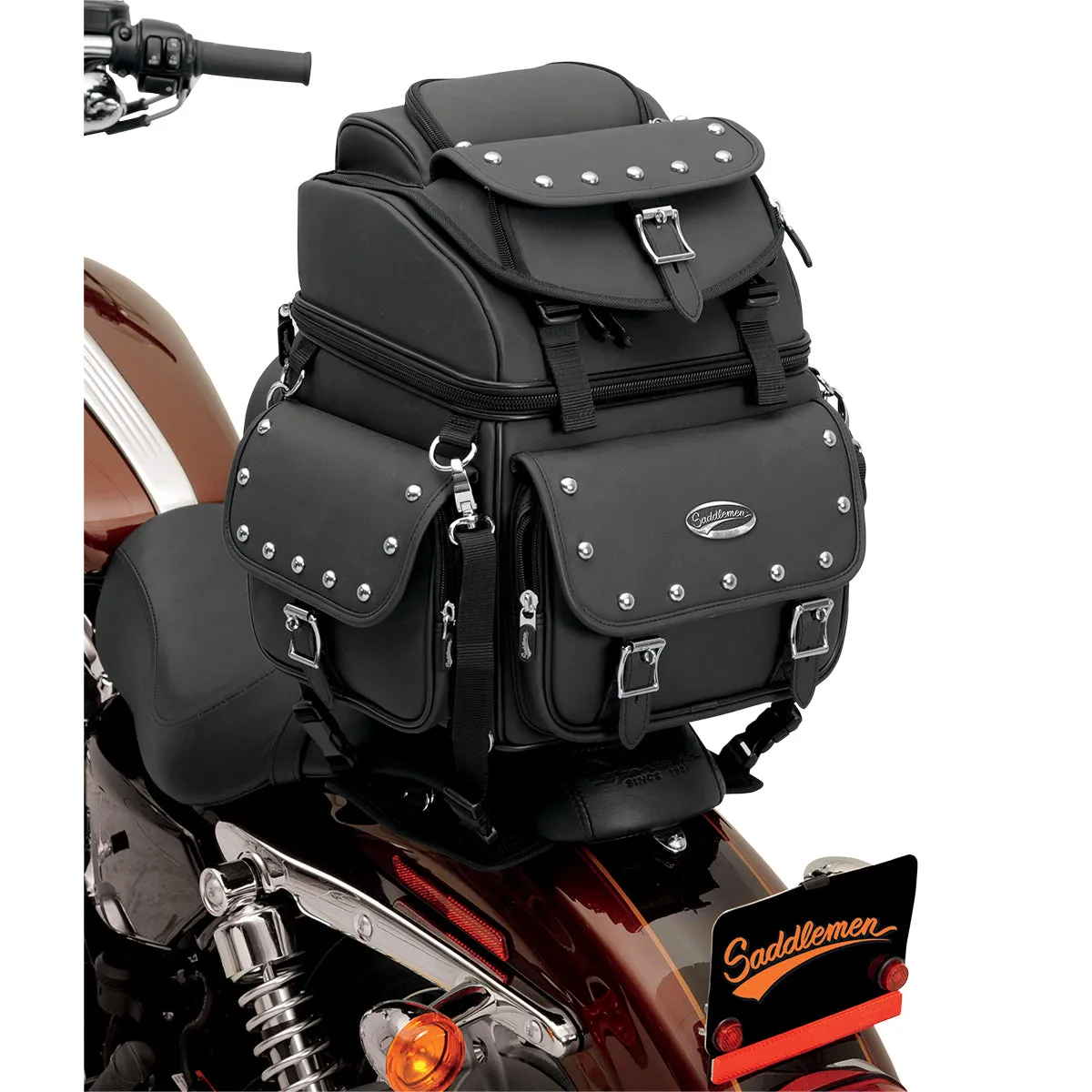 SADDLEMEN BR1800EXS Combination Backrest, Backseat, and Sissy Bar Bag