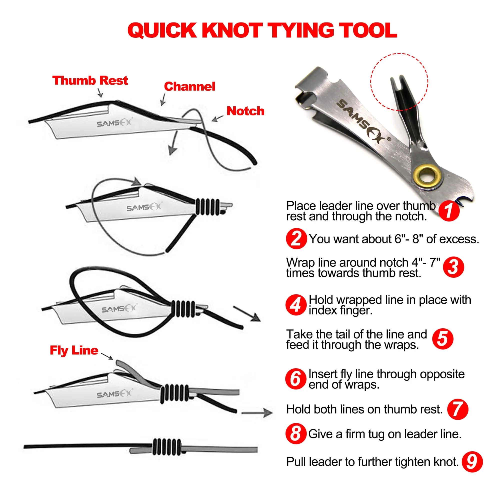 SAMSFX Fly Fishing Clippers with Zinger Retractor Nail Knot Tying Tools Combo Dropshipping