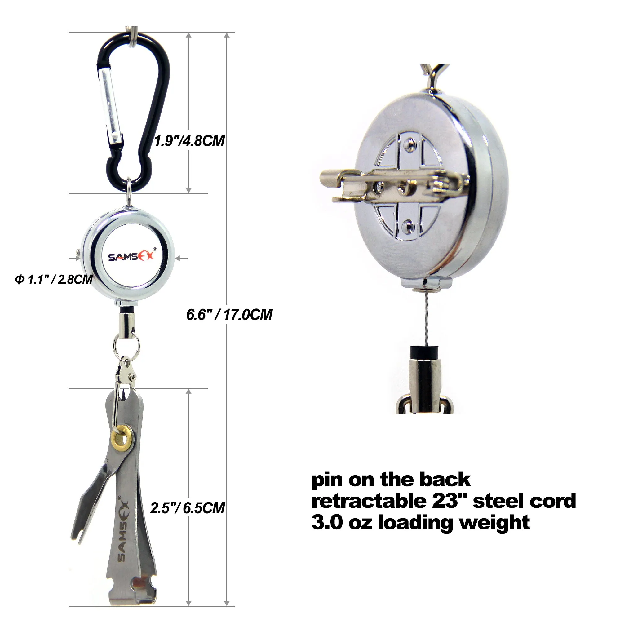 SAMSFX Fly Fishing Clippers with Zinger Retractor Nail Knot Tying Tools Combo Dropshipping
