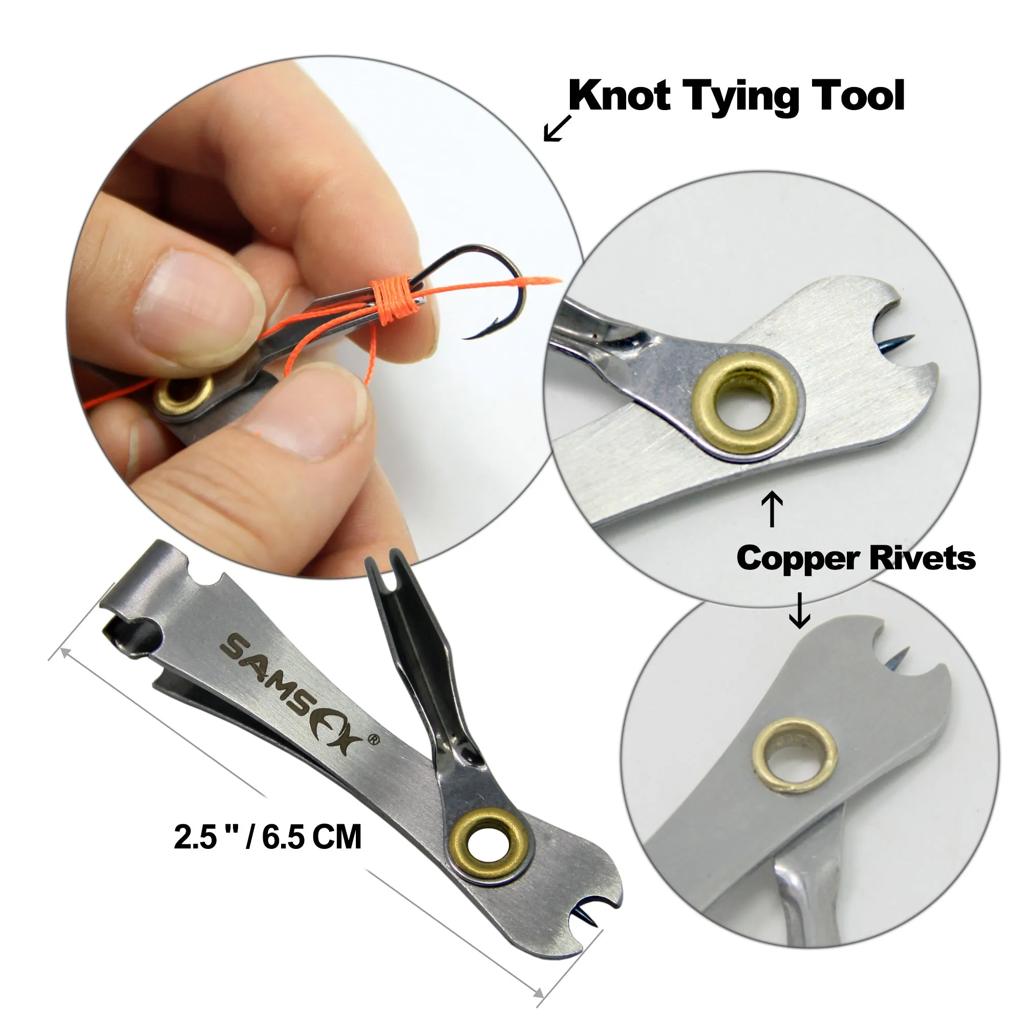 SAMSFX Fly Fishing Clippers with Zinger Retractor Nail Knot Tying Tools Combo Dropshipping