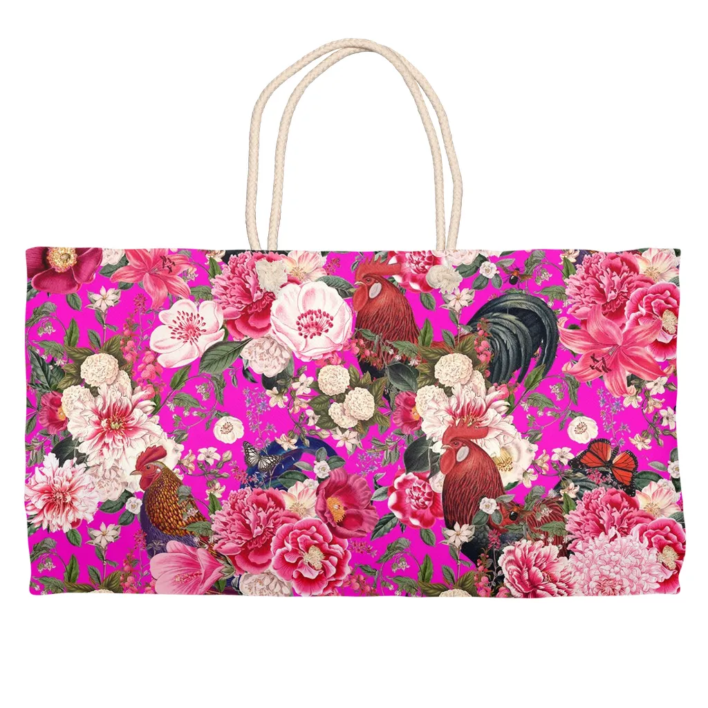 Secret Chicken Garden Weekender Tote, roosters