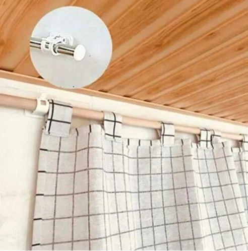 Self Adhesive Hooks Rod Bracket Pole Drapery Hook Holders -2PC