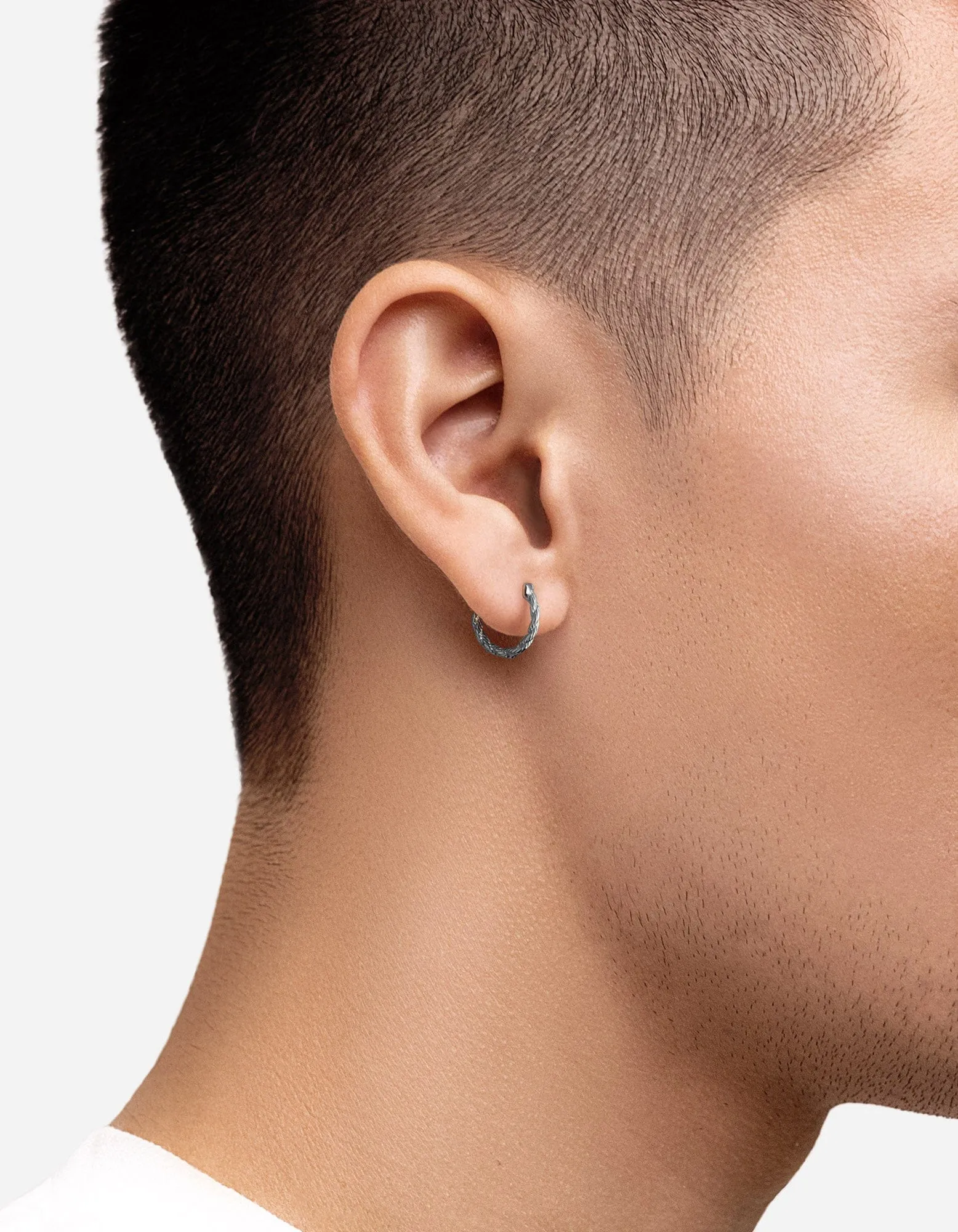 Slim Rope Huggie Earring, Sterling Silver