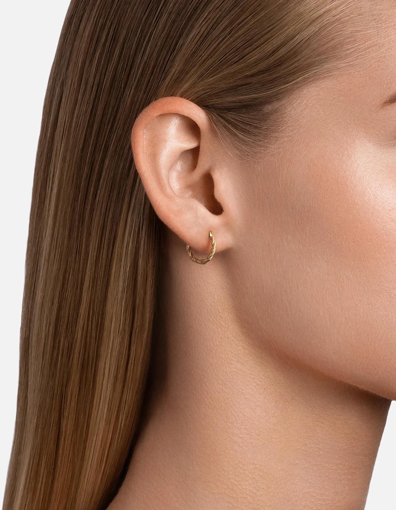 Slim Rope Huggie Earrings, Gold Vermeil
