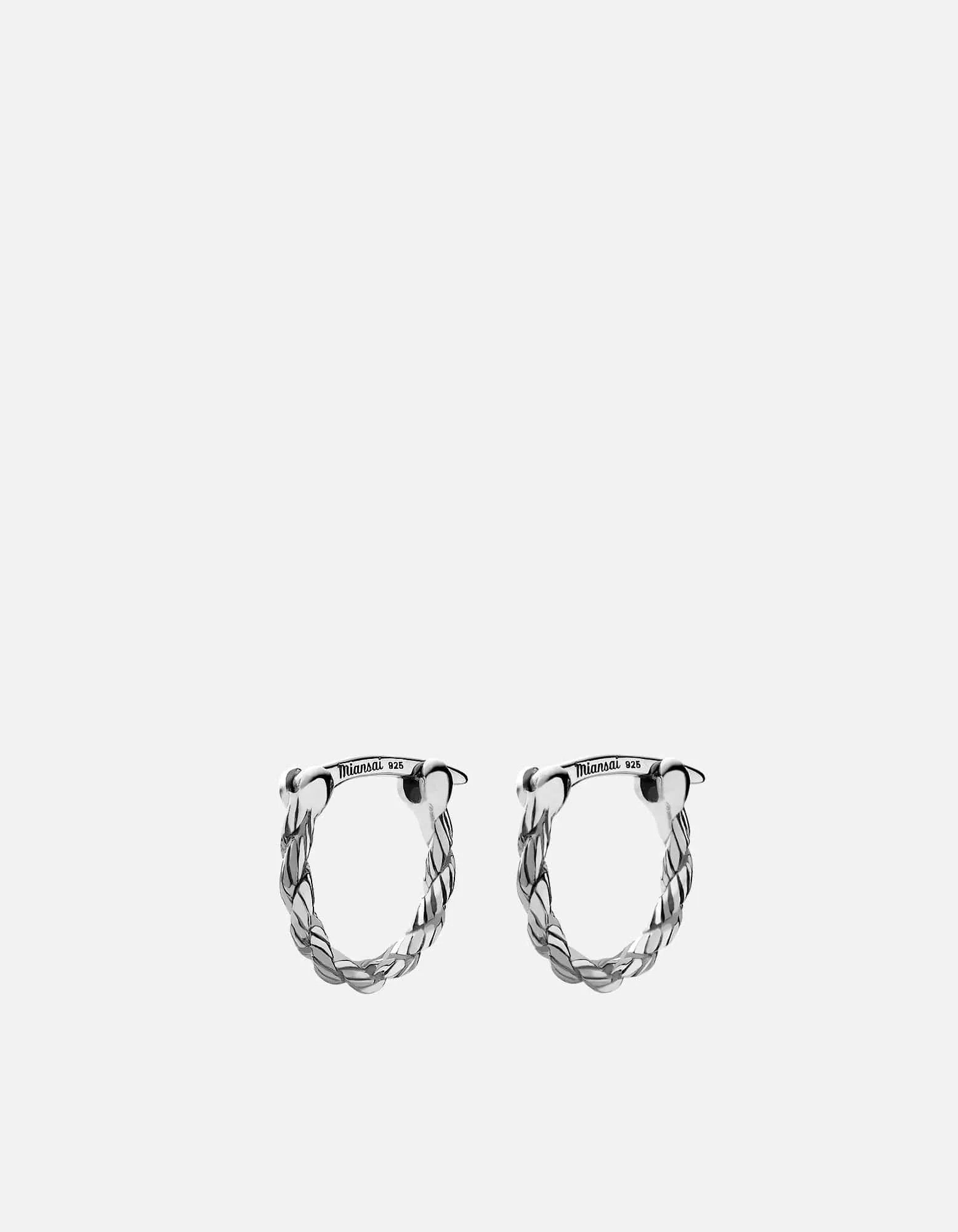 Slim Rope Huggie Earrings, Sterling Silver