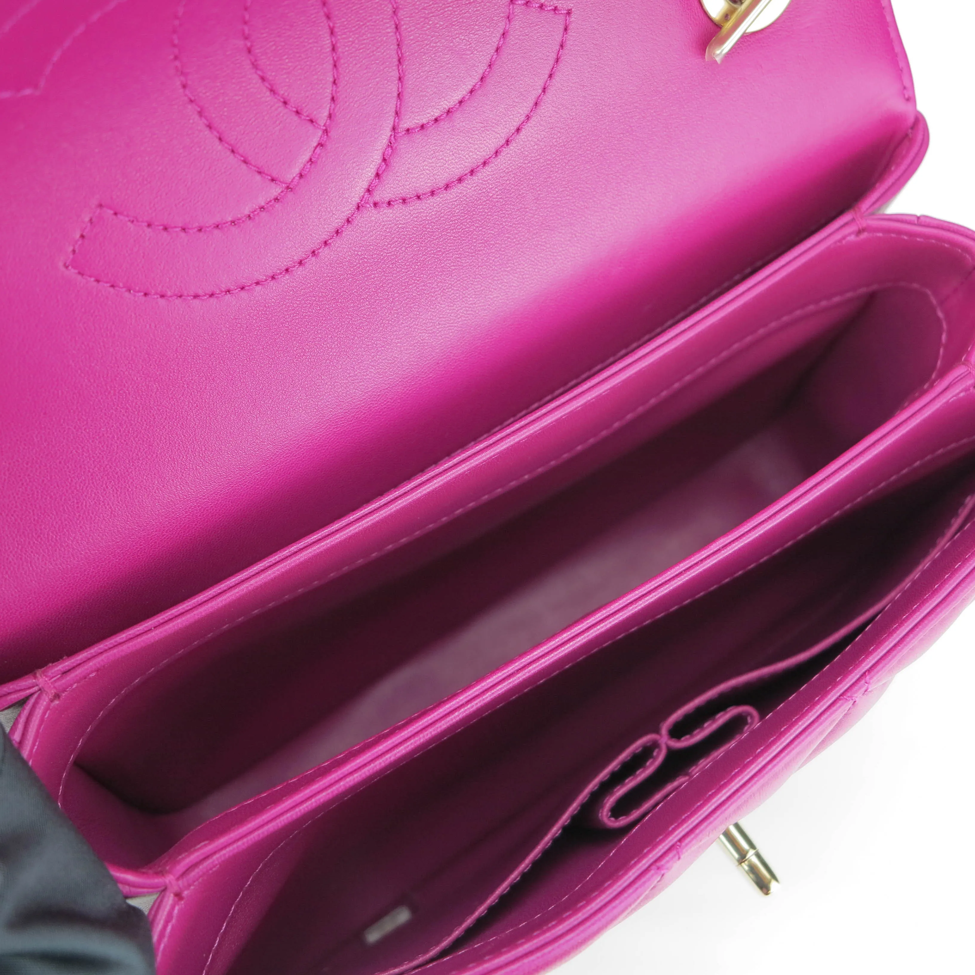 Small Trendy CC Flap Bag with Top Handle in Fuschia Lambskin