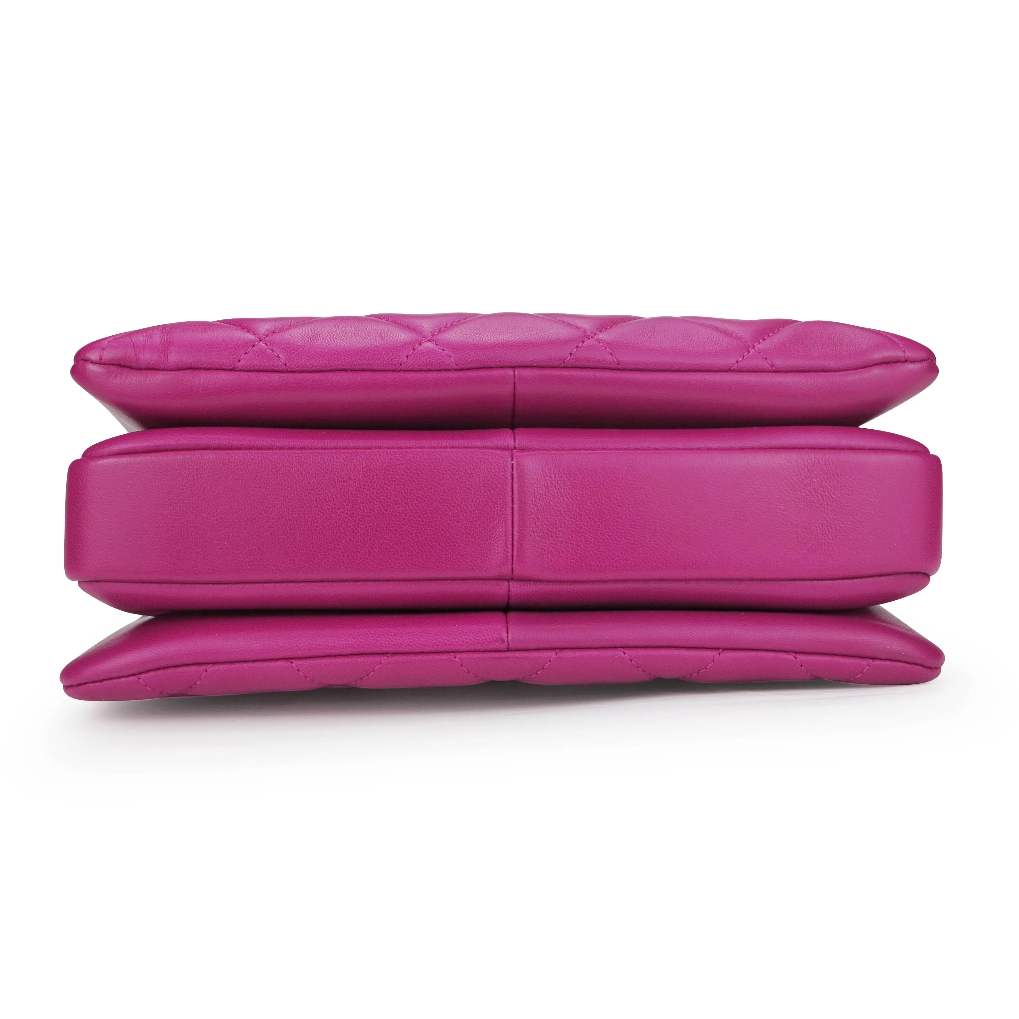 Small Trendy CC Flap Bag with Top Handle in Fuschia Lambskin