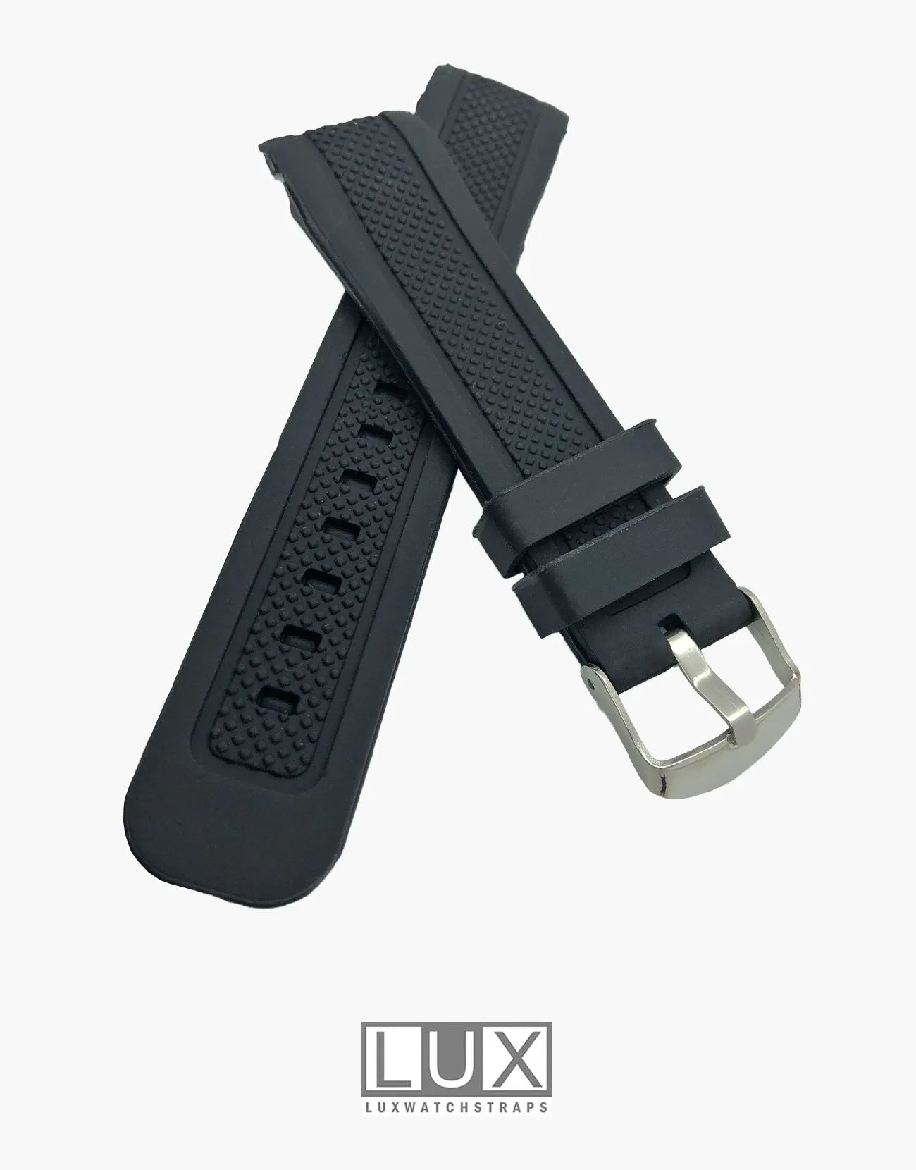 Smooth Silicone Rubber Dive Watch Strap with Curved End by LUX