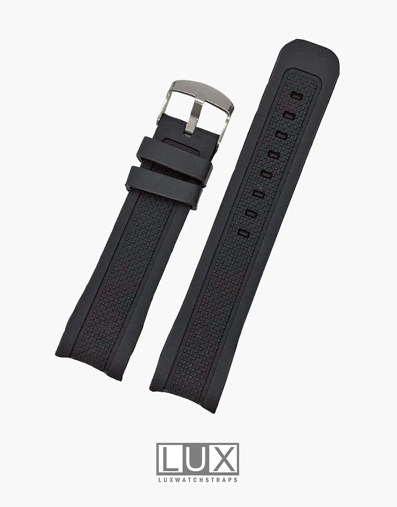 Smooth Silicone Rubber Dive Watch Strap with Curved End by LUX