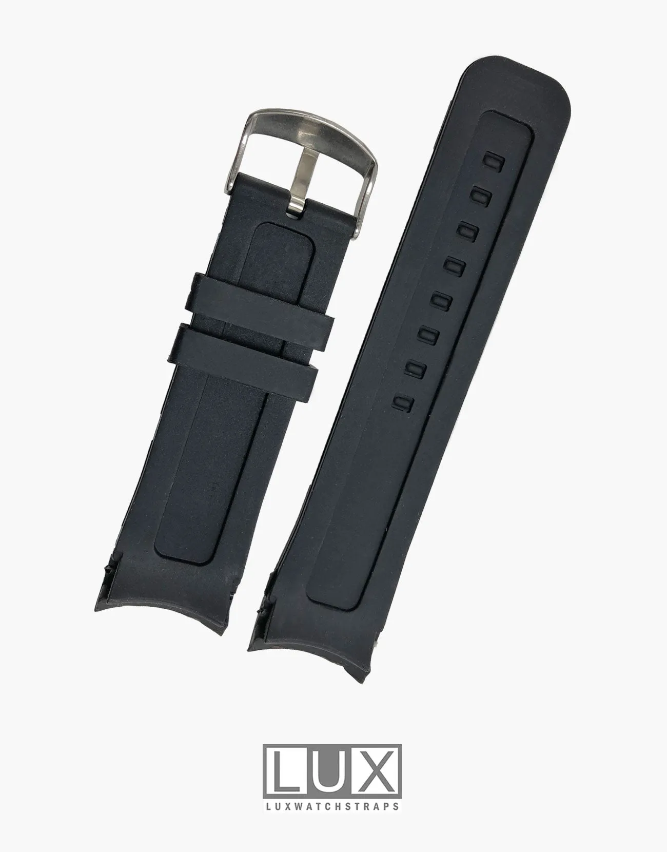 Smooth Silicone Rubber Dive Watch Strap with Curved End by LUX