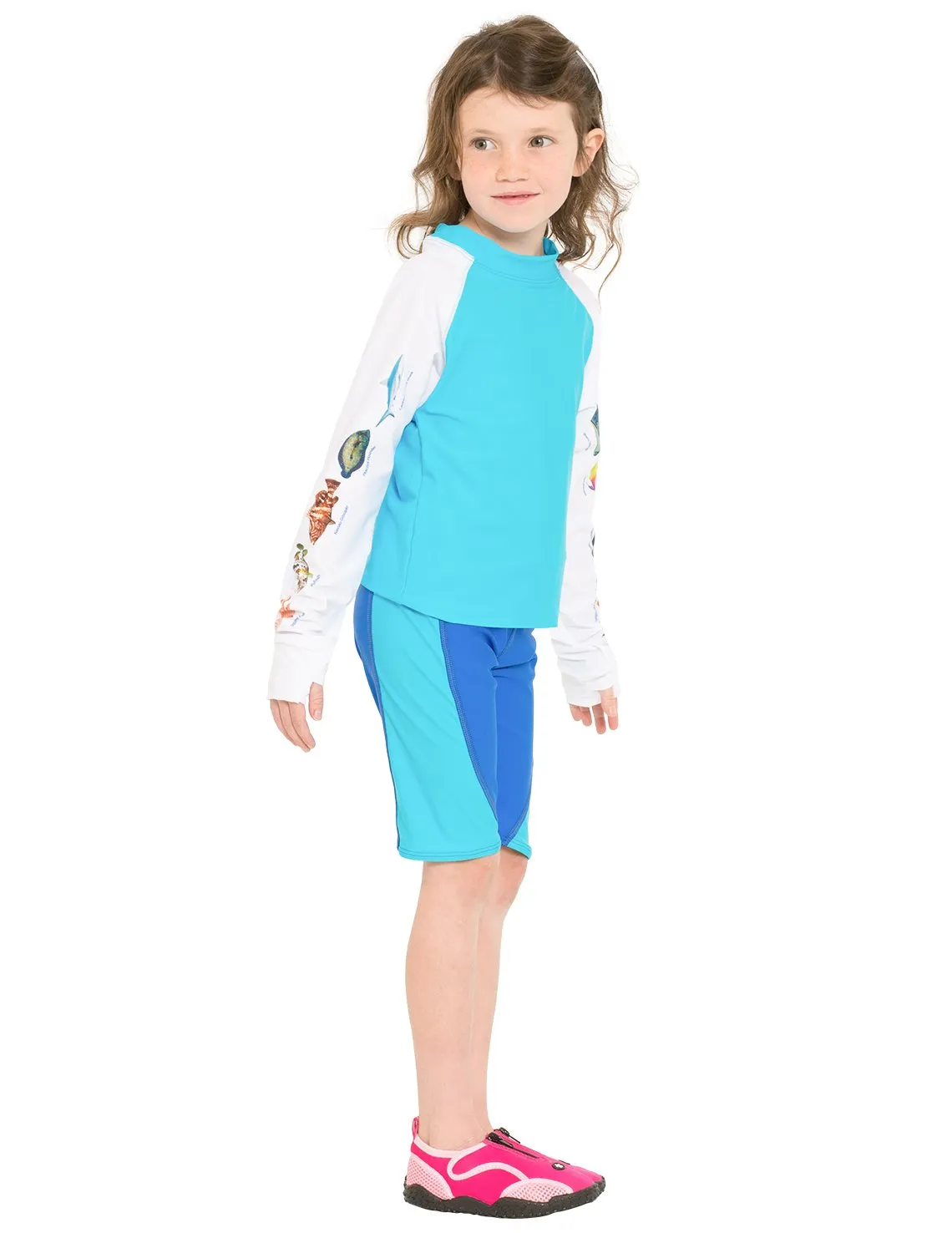Snorkel Caribbean Fish ID Rash Guard - Neon Green
