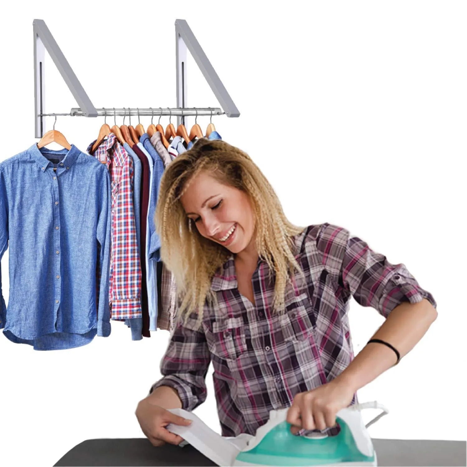 Stock Your Home Retractable Closet Rod and Clothes Rack - Wall Mounted Folding Clothes Hanger Drying Rack for Laundry Room Closet Storage Organization, Aluminum, Easy Installation (Silver)