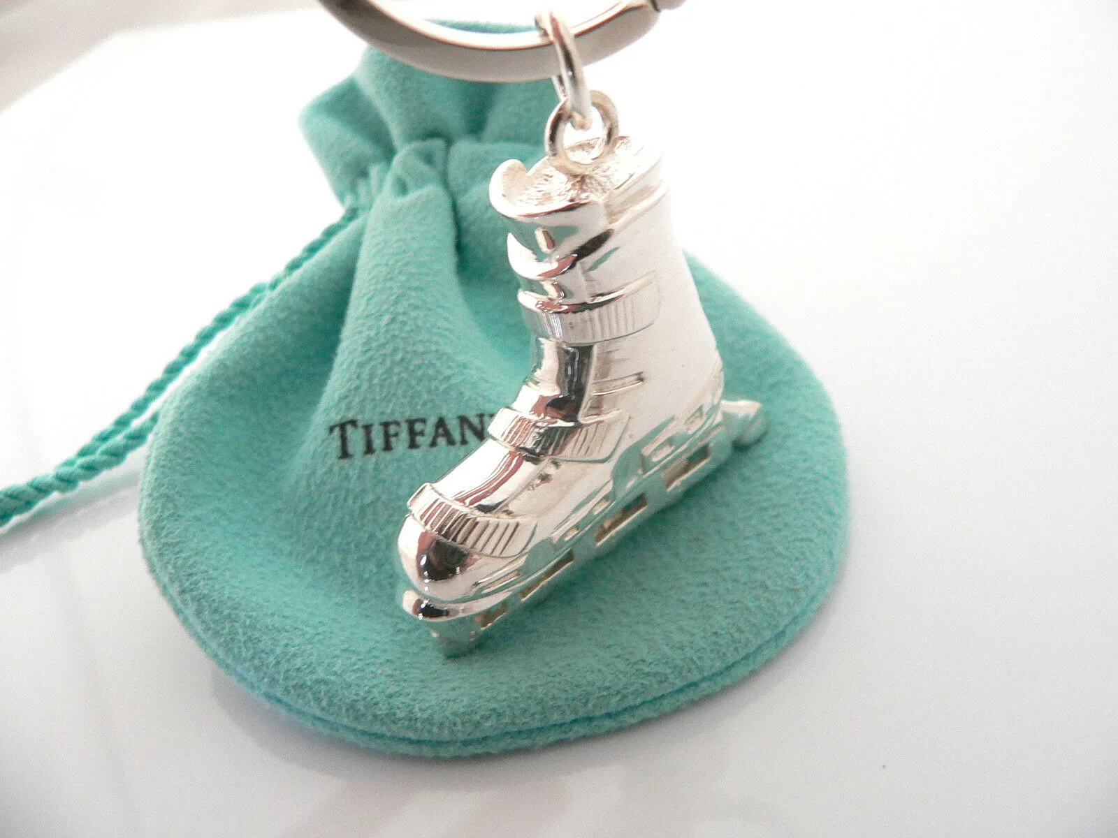 Tiffany & Co Silver Rollerblade Skate Keyring Keychain Ring Chain Pouch Love Art