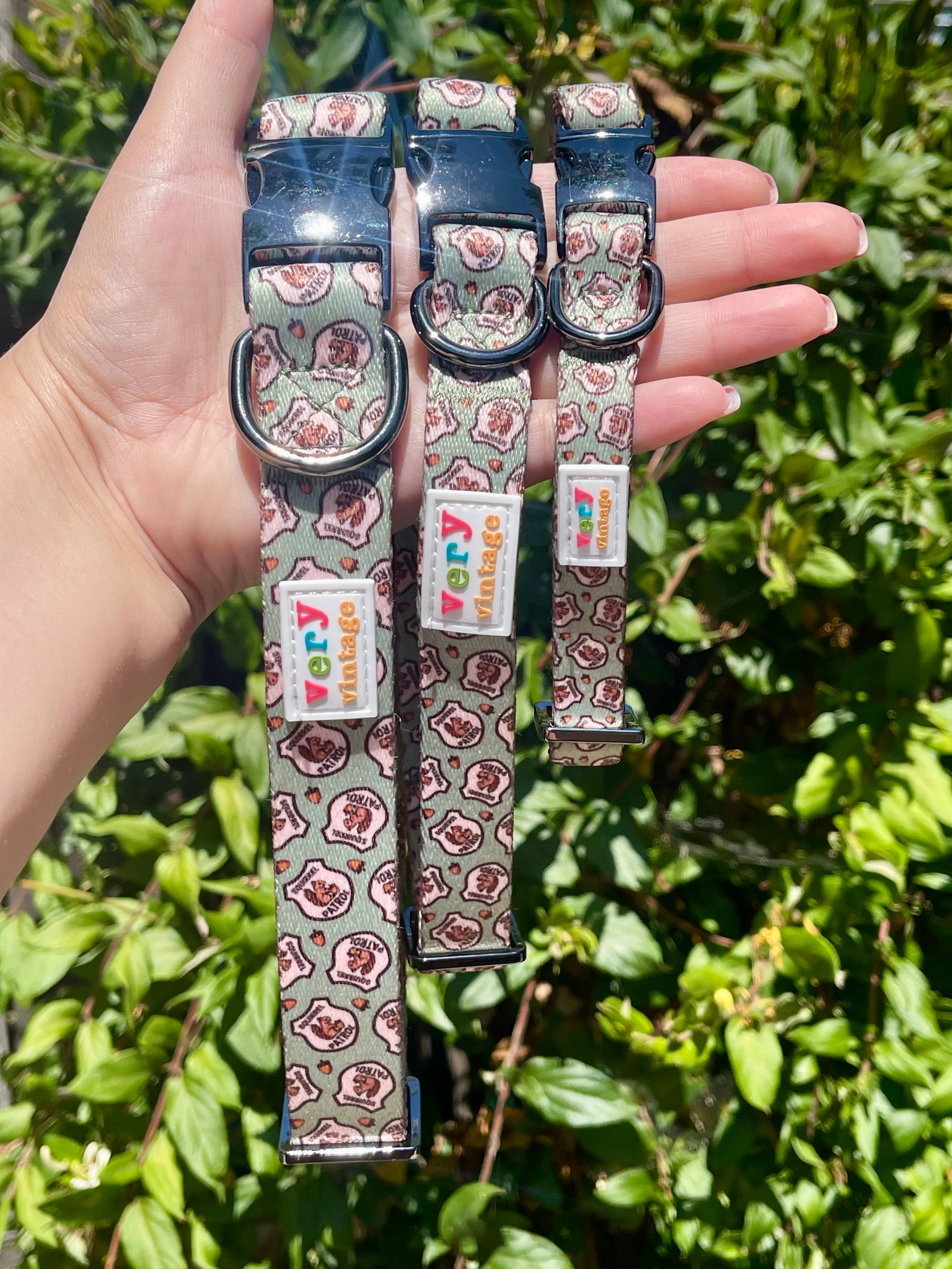 Very Vintage Designs - Squirrel Patrol - Green Squirrel Recycled Collar & Leash
