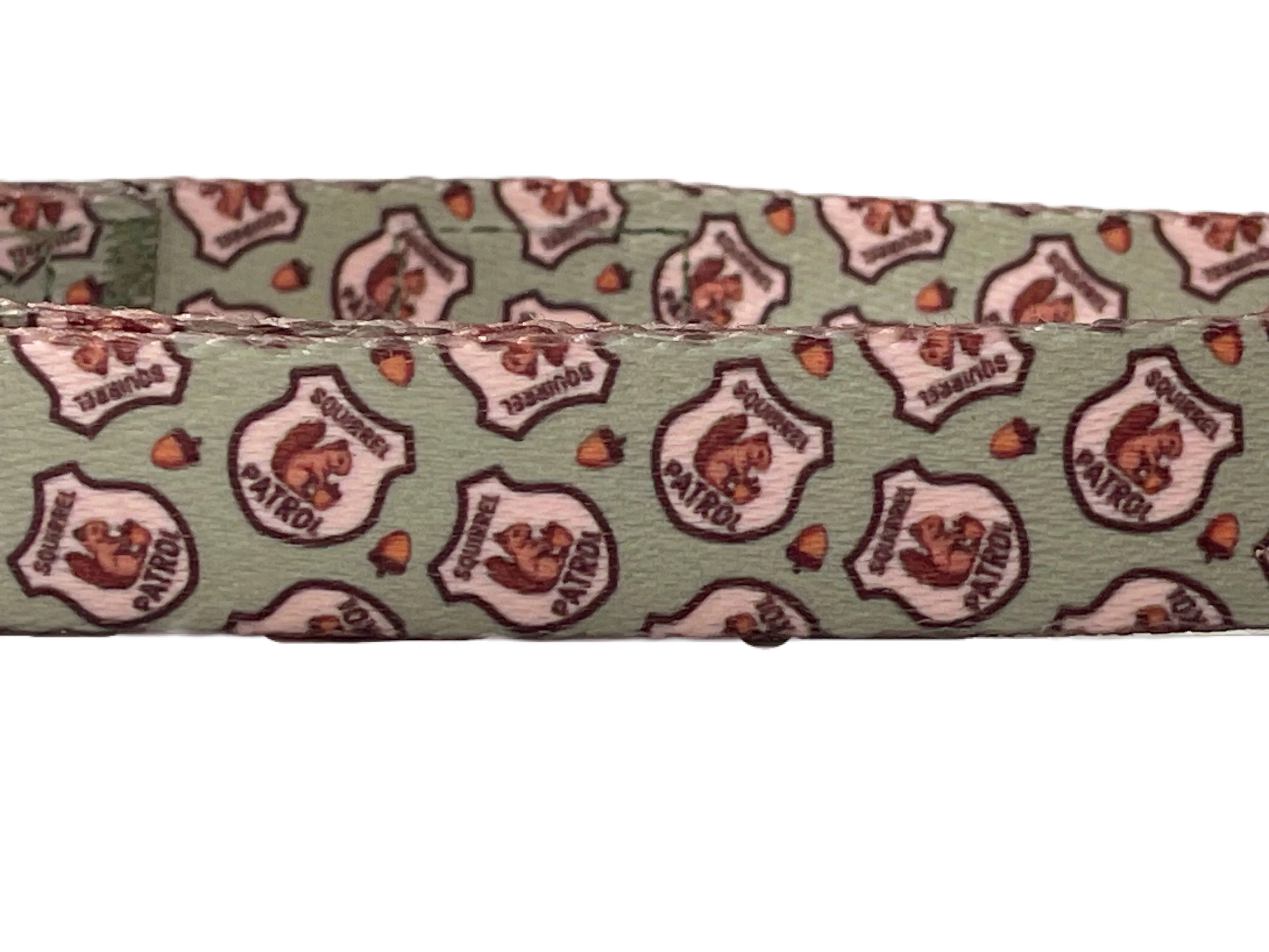 Very Vintage Designs - Squirrel Patrol - Green Squirrel Recycled Collar & Leash