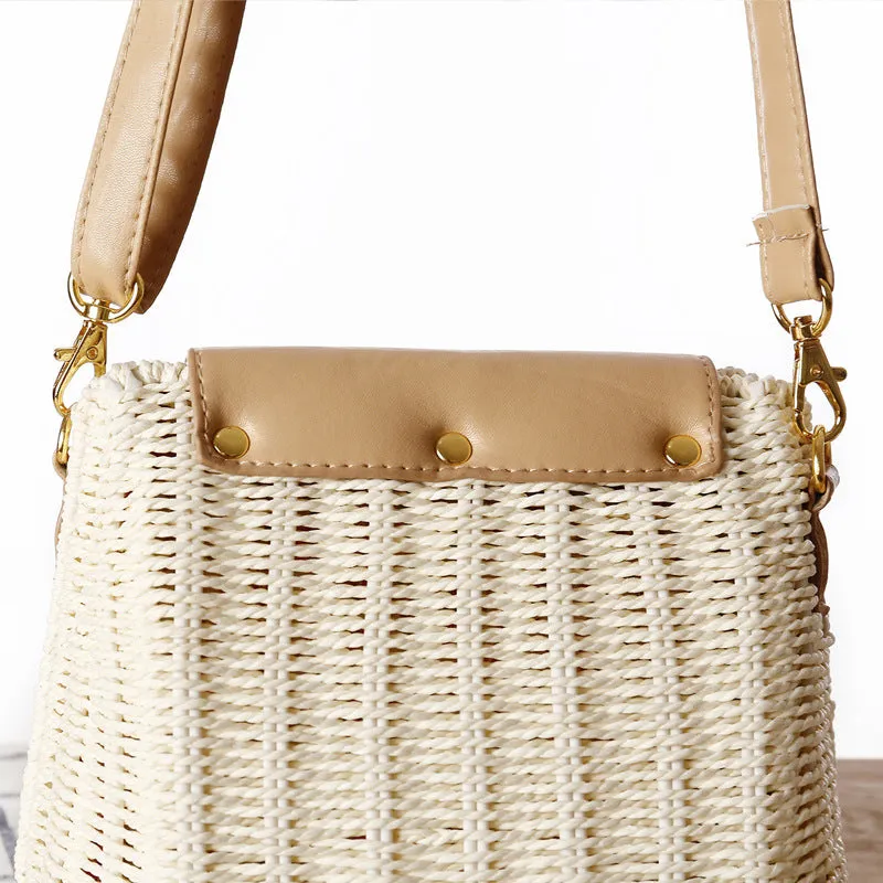 Women's Rattan Weave Fresh Straw Beach Vacation Crossbody Bags