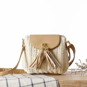 Women's Rattan Weave Fresh Straw Beach Vacation Crossbody Bags